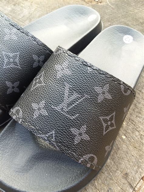 louis vuitton black slides|Louis Vuitton fluffy slides.